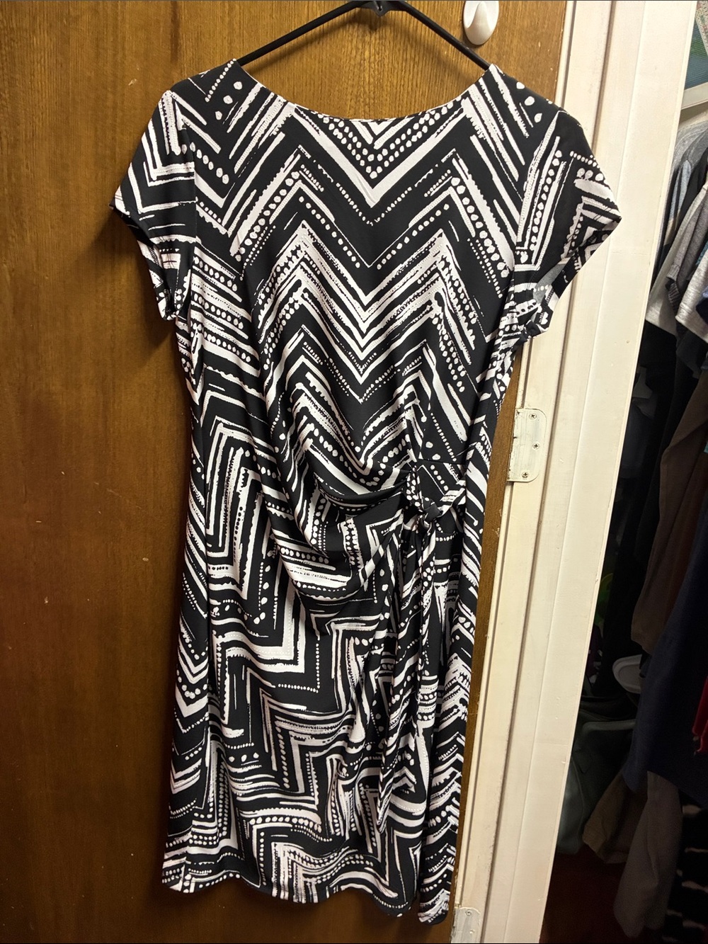 Shelby & Palmer Black and White Chevron Tie-Waist Dress